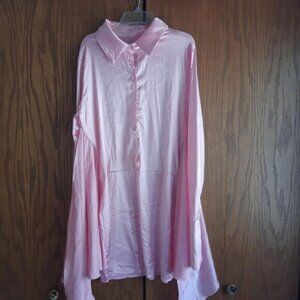 NEW !  Lyaner Women Satin Silky Wrap Dress Light Pink Size M